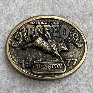 Vintage Hesston Belt Buckle 1977 National Finals Rodeo‎ Bull Riding NFR Western